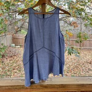 Derek Lam 10 Crosby Blue Sleeveless Asymmetrical Hem Top Size 2